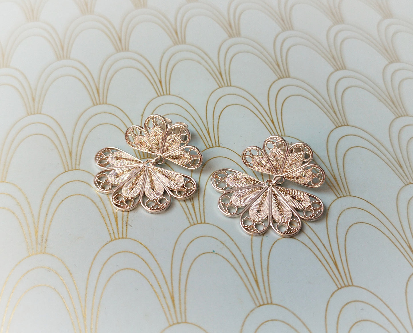 Luxury Vintage French Silver Filigree Earrings, Butterfly Dangle Drop Earrings, Rare French Jewelry, Handmade Floral Earrings, Gift for Her