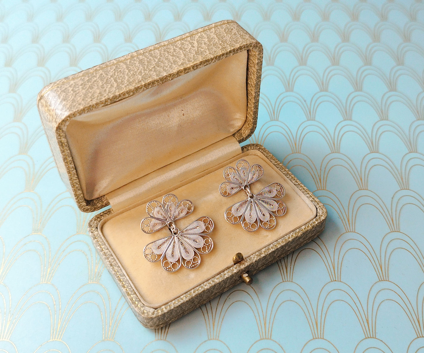 Luxury Vintage French Silver Filigree Earrings, Butterfly Dangle Drop Earrings, Rare French Jewelry, Handmade Floral Earrings, Gift for Her