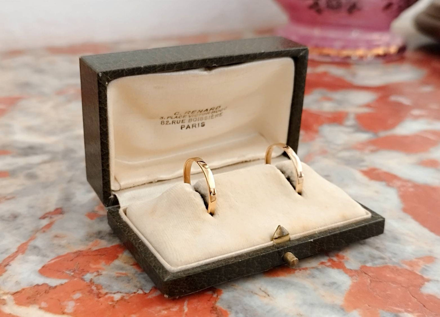 Antique Paris Jewelry Box, Antique Ring Box, Luxury Presentation Box, Double Ring Box, Antique Earring Box, French Dormeuse Earrings Box...