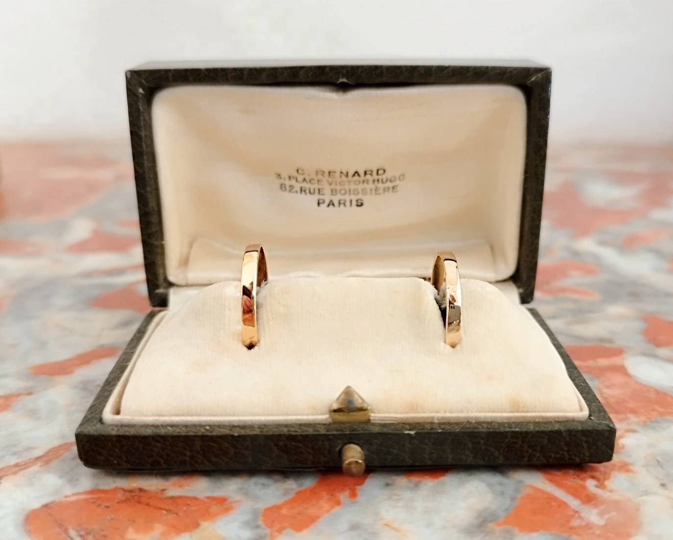 Antique Paris Jewelry Box, Antique Ring Box, Luxury Presentation Box, Double Ring Box, Antique Earring Box, French Dormeuse Earrings Box...