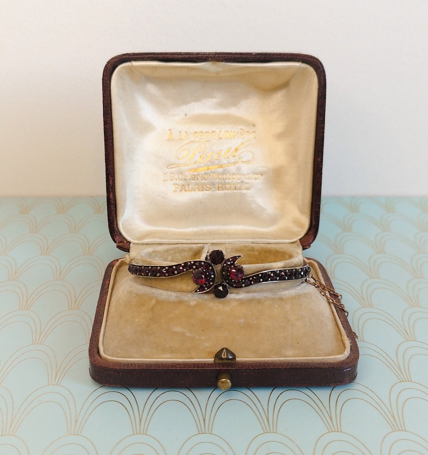 Antique French Perpignan Garnet Bangle Bracelet, Luxury Regional Jewelry, Vintage Catalonian Garnets, Gold Bangle, Vintage Perpignan Jewelry