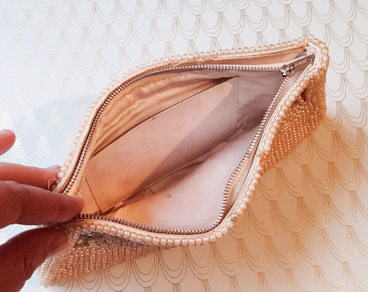 Antique Art Deco Beaded Purse, Luxury 1930's Evening Bag, Art Deco Pearls, Rare French Designer Accessory, Hand Beaded Silk Clutch Bag