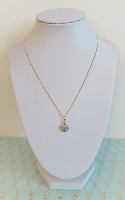 Antique French 18ct Gold and Diamond Neglige Necklace, 1800's Diamond Daisy Pendant, Art Nouveau Jewelry, Rose Cute Diamond Necklace...