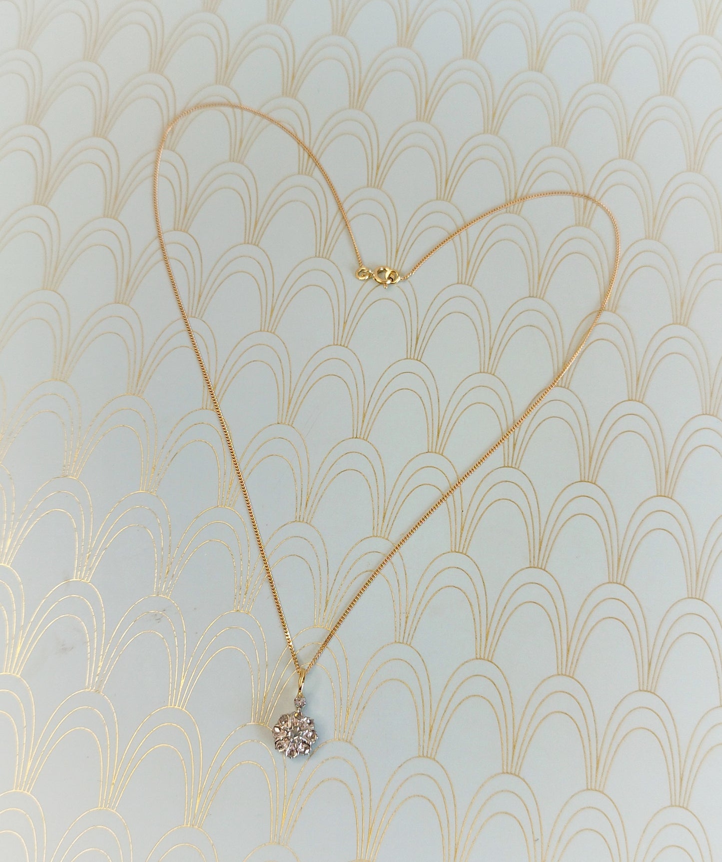 Antique French 18ct Gold and Diamond Neglige Necklace, 1800's Diamond Daisy Pendant, Art Nouveau Jewelry, Rose Cute Diamond Necklace...