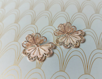 Luxury Vintage French Silver Filigree Earrings, Butterfly Dangle Drop Earrings, Rare French Jewelry, Handmade Floral Earrings, Gift for Her