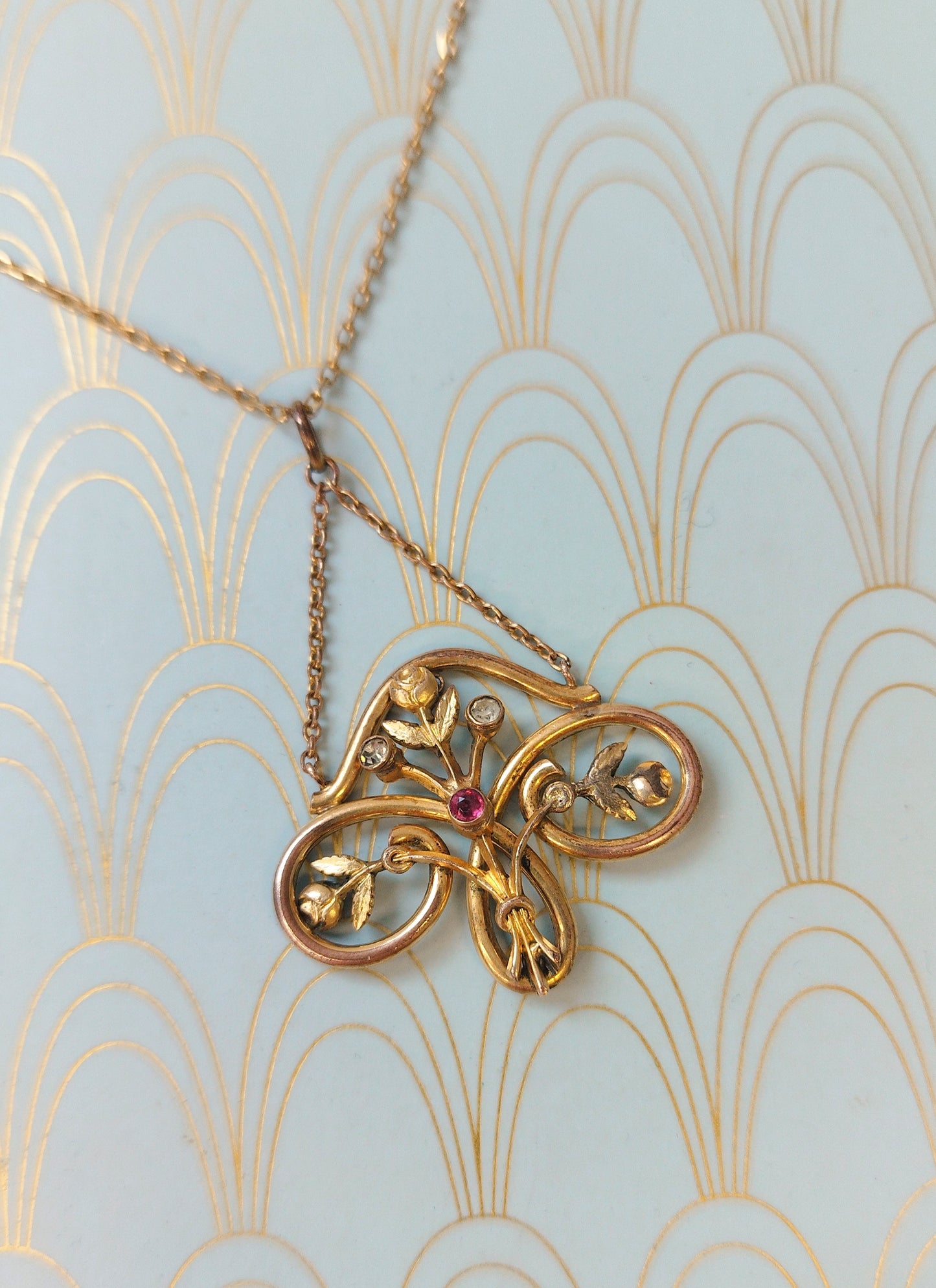 Luxury Antique French Art Nouveau Pendant, 1800s Negligee Necklace, Art Nouveau Jewelry, Art Nouveau Necklace, Victorian Luxury Gift for Her