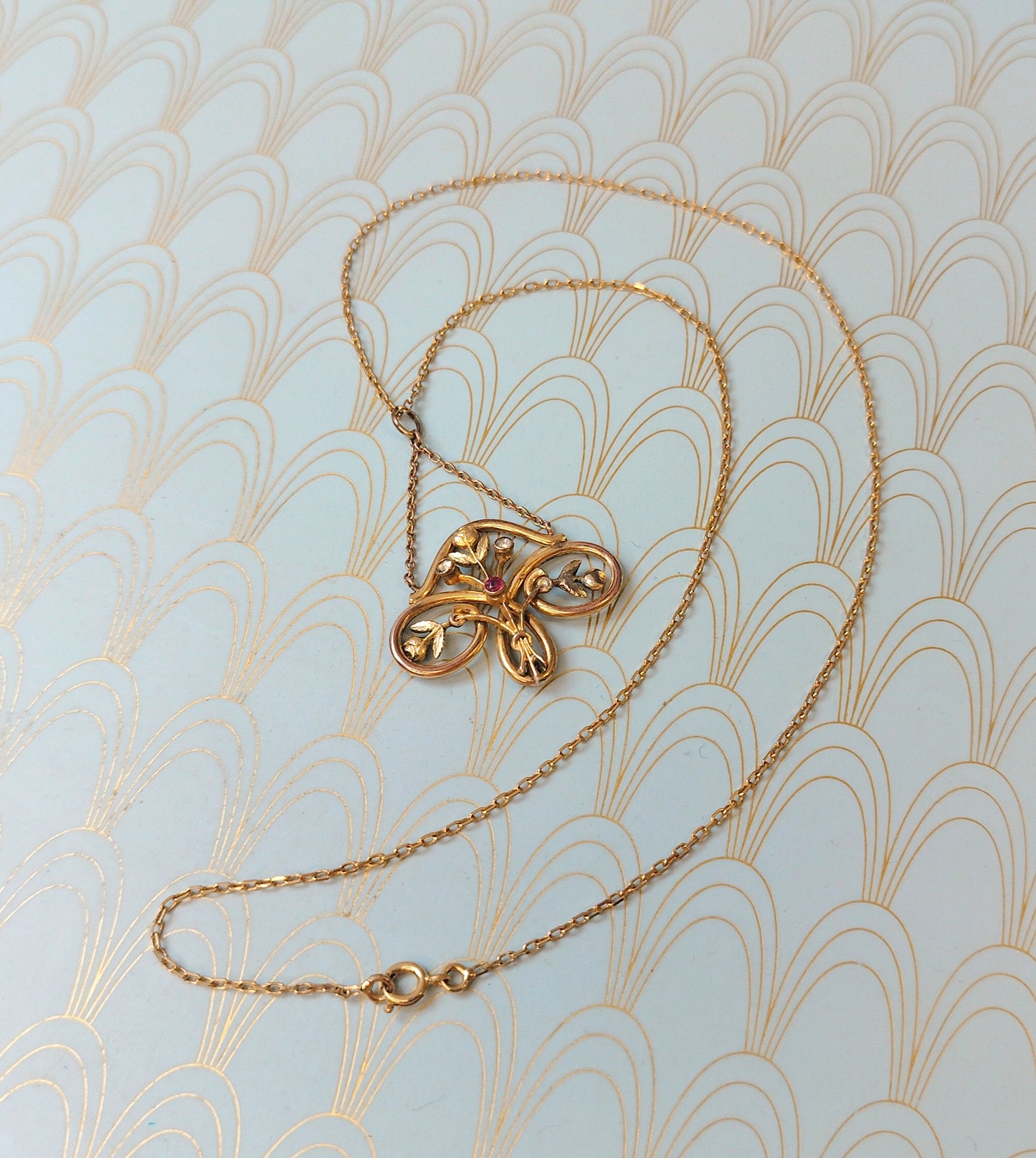 Luxury Antique French Art Nouveau Pendant, 1800s Negligee Necklace, Art Nouveau Jewelry, Art Nouveau Necklace, Victorian Luxury Gift for Her