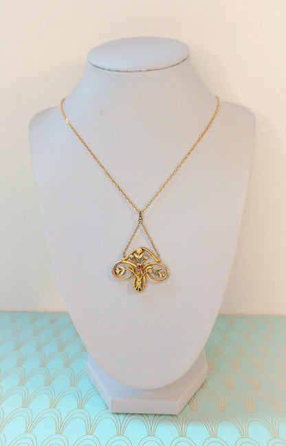 Luxury Antique French Art Nouveau Pendant, 1800s Negligee Necklace, Art Nouveau Jewelry, Art Nouveau Necklace, Victorian Luxury Gift for Her