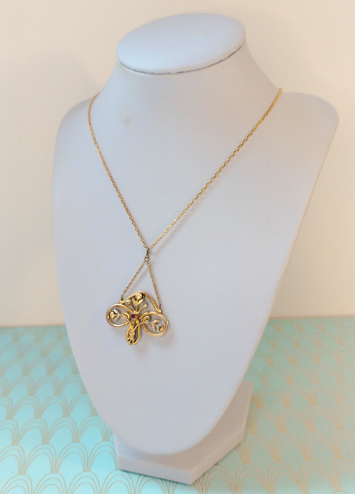 Luxury Antique French Art Nouveau Pendant, 1800s Negligee Necklace, Art Nouveau Jewelry, Art Nouveau Necklace, Victorian Luxury Gift for Her