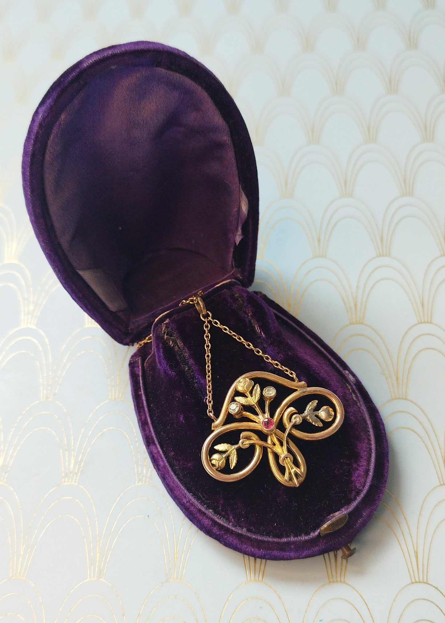 Luxury Antique French Art Nouveau Pendant, 1800s Negligee Necklace, Art Nouveau Jewelry, Art Nouveau Necklace, Victorian Luxury Gift for Her