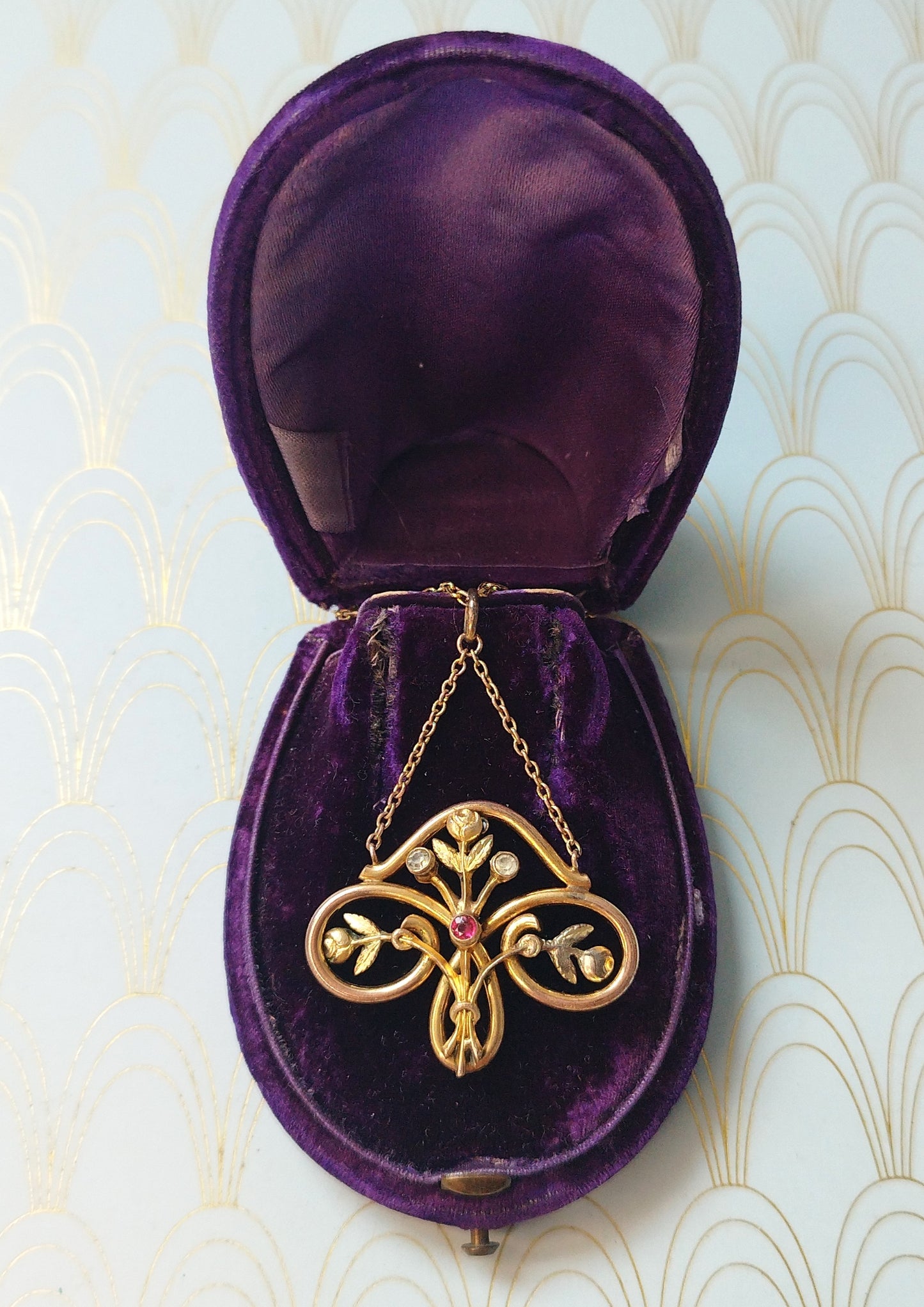 Luxury Antique French Art Nouveau Pendant, 1800s Negligee Necklace, Art Nouveau Jewelry, Art Nouveau Necklace, Victorian Luxury Gift for Her