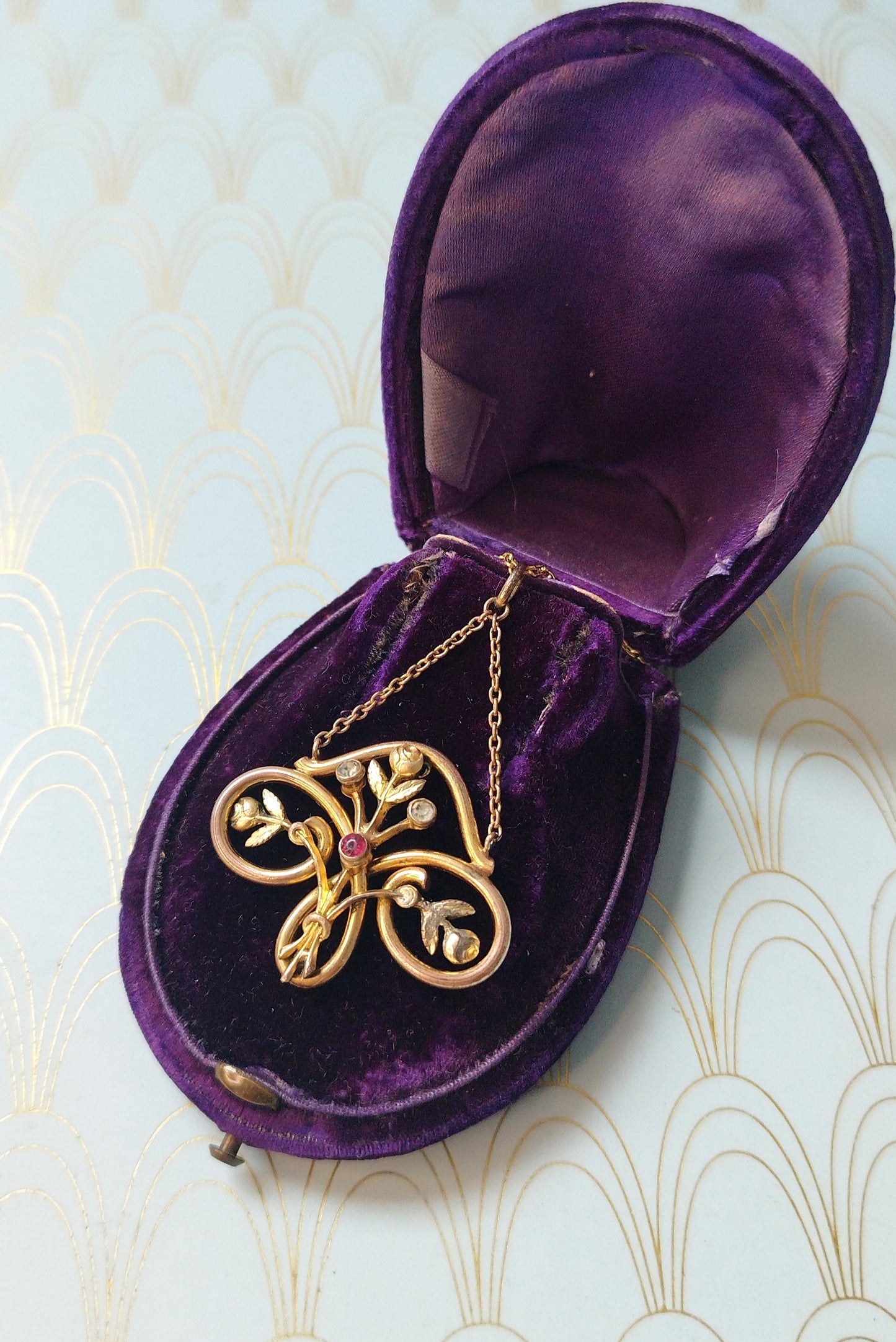 Luxury Antique French Art Nouveau Pendant, 1800s Negligee Necklace, Art Nouveau Jewelry, Art Nouveau Necklace, Victorian Luxury Gift for Her
