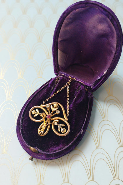 Luxury Antique French Art Nouveau Pendant, 1800s Negligee Necklace, Art Nouveau Jewelry, Art Nouveau Necklace, Victorian Luxury Gift for Her