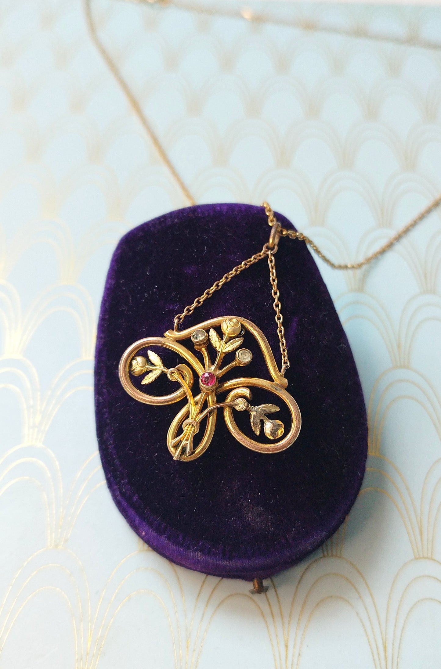 Luxury Antique French Art Nouveau Pendant, 1800s Negligee Necklace, Art Nouveau Jewelry, Art Nouveau Necklace, Victorian Luxury Gift for Her