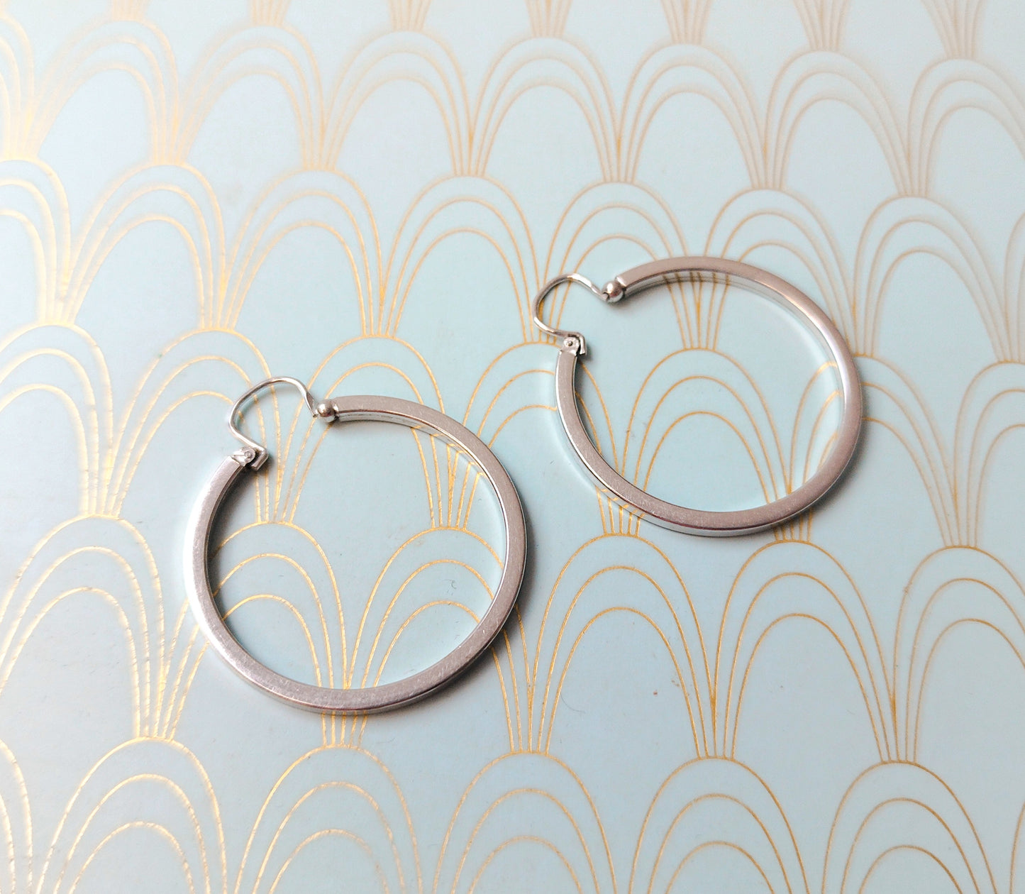 Vintage French Dangle Drop Hoop Earrings, Vintage Gypsy Earrings, Dormeuse Earrings, Gold Hoop Earrings, Vintage Jewelry Box, Gift for Her