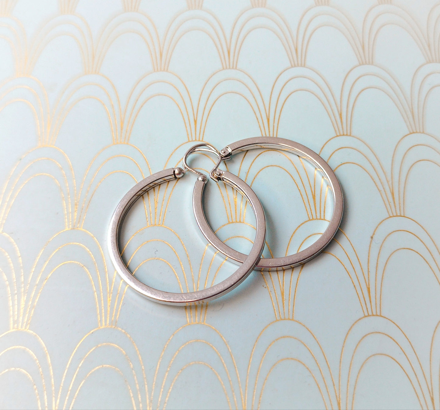 Vintage French Dangle Drop Hoop Earrings, Vintage Gypsy Earrings, Dormeuse Earrings, Gold Hoop Earrings, Vintage Jewelry Box, Gift for Her