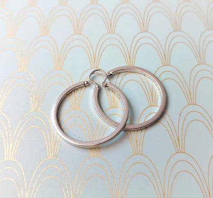 Vintage French Dangle Drop Hoop Earrings, Vintage Gypsy Earrings, Dormeuse Earrings, Gold Hoop Earrings, Vintage Jewelry Box, Gift for Her