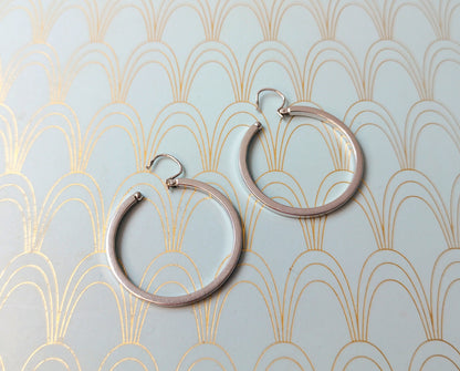 Vintage French Dangle Drop Hoop Earrings, Vintage Gypsy Earrings, Dormeuse Earrings, Gold Hoop Earrings, Vintage Jewelry Box, Gift for Her