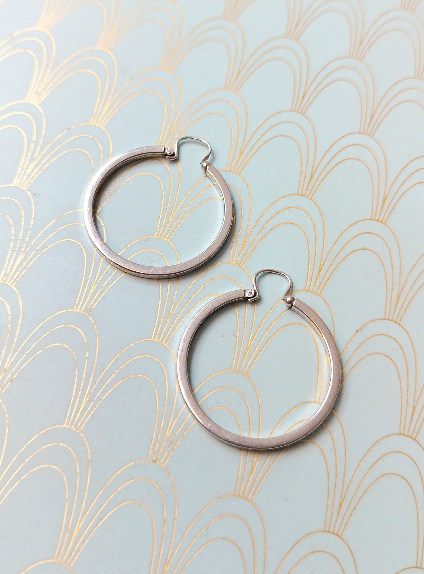 Vintage French Dangle Drop Hoop Earrings, Vintage Gypsy Earrings, Dormeuse Earrings, Gold Hoop Earrings, Vintage Jewelry Box, Gift for Her