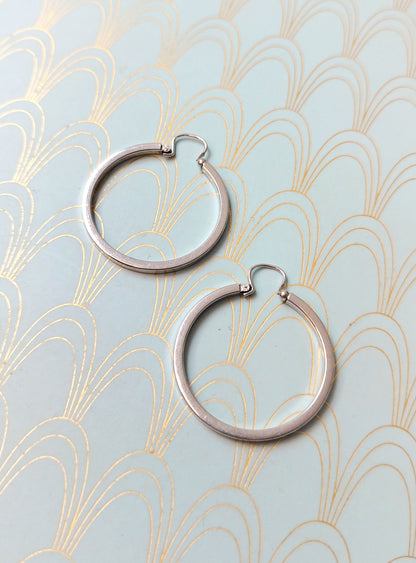 Vintage French Dangle Drop Hoop Earrings, Vintage Gypsy Earrings, Dormeuse Earrings, Gold Hoop Earrings, Vintage Jewelry Box, Gift for Her