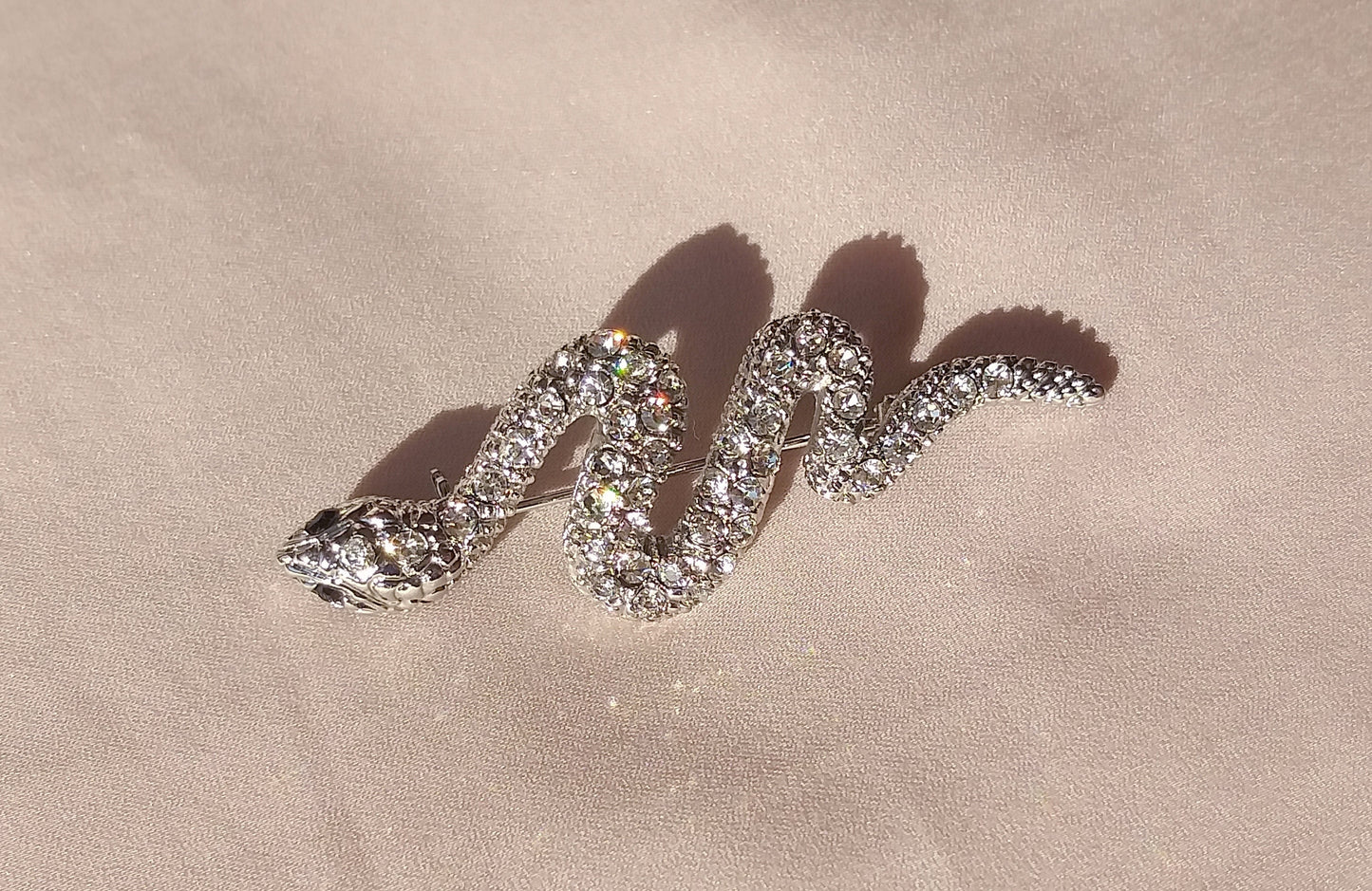 Luxury Vintage French Snake Pendant, Silver Statement Jewelry, Art Deco Necklace, Diamond Jewellery, Avant Garde Brooch, Gift for Her...