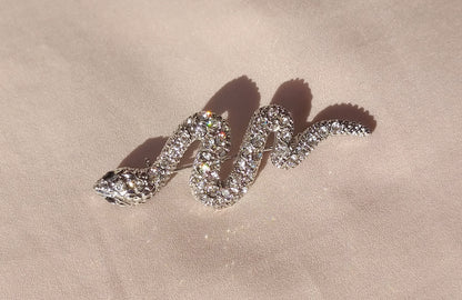 Luxury Vintage French Snake Pendant, Silver Statement Jewelry, Art Deco Necklace, Diamond Jewellery, Avant Garde Brooch, Gift for Her...