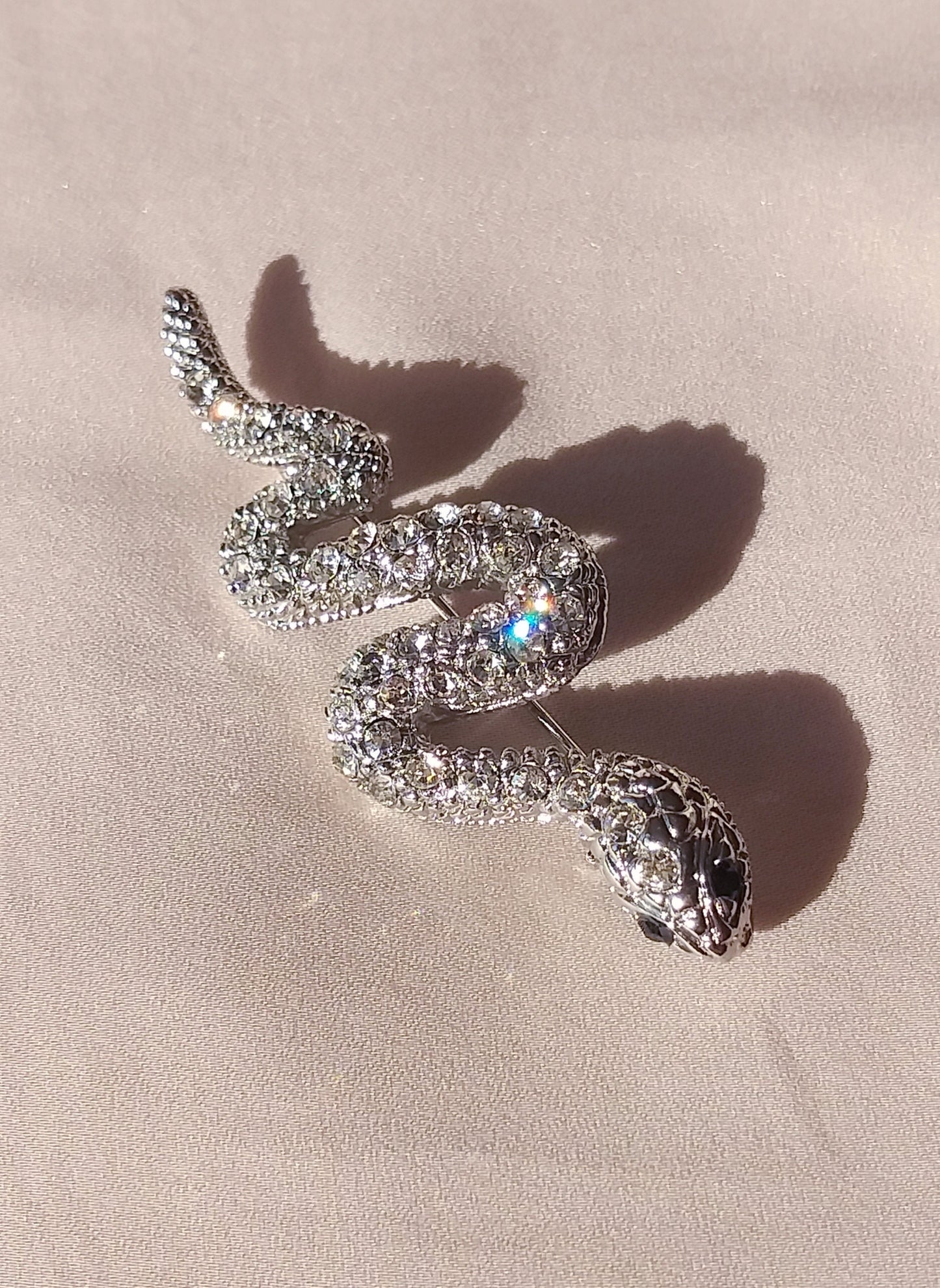 Luxury Vintage French Snake Pendant, Silver Statement Jewelry, Art Deco Necklace, Diamond Jewellery, Avant Garde Brooch, Gift for Her...
