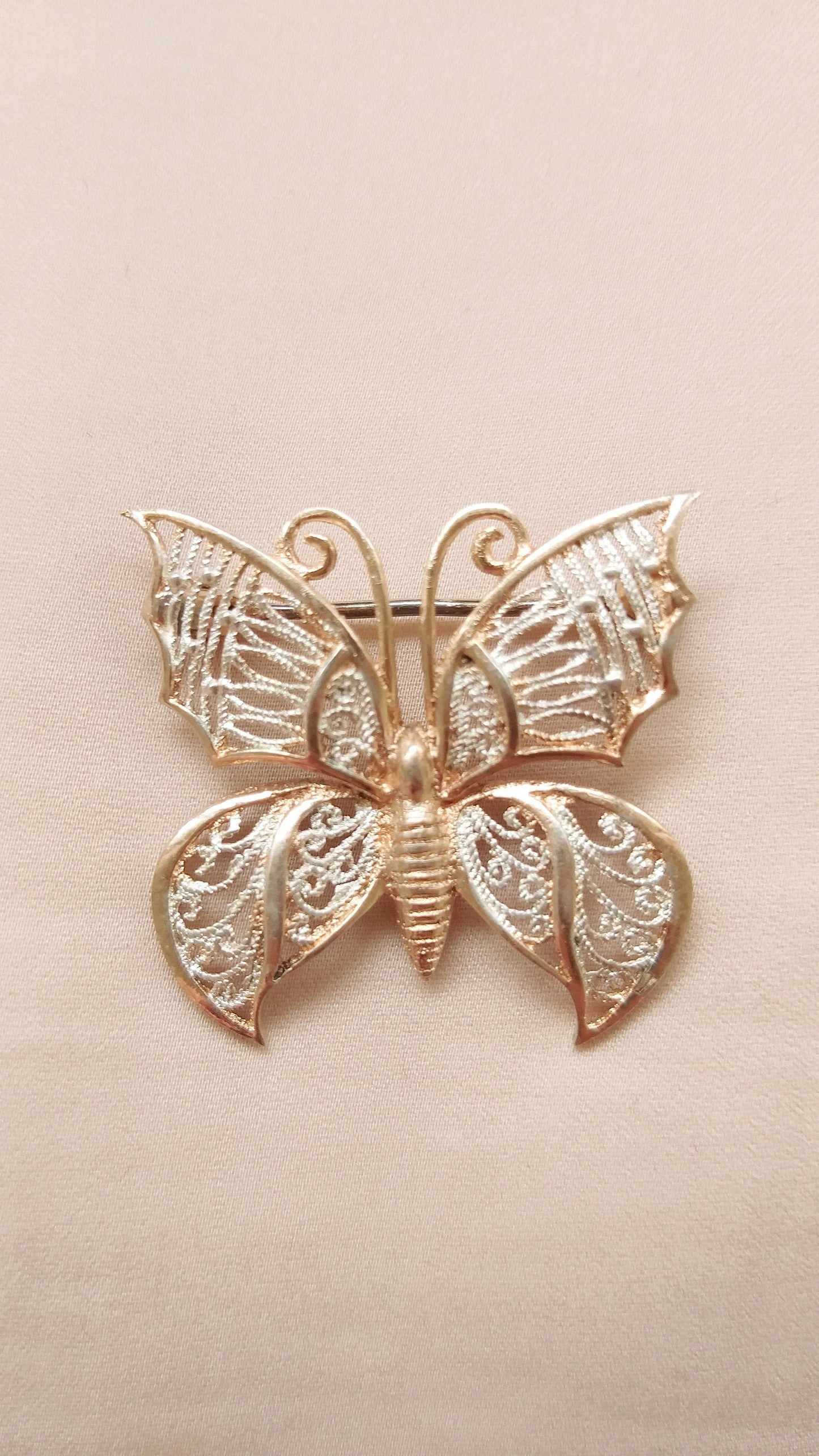 Vintage French Gold Butterfly Brooch, Antique Filigree Jewelry, Luxury Vermeil Pin, Art Nouveau Jewelry, Engagement Ring, Gift for Her...
