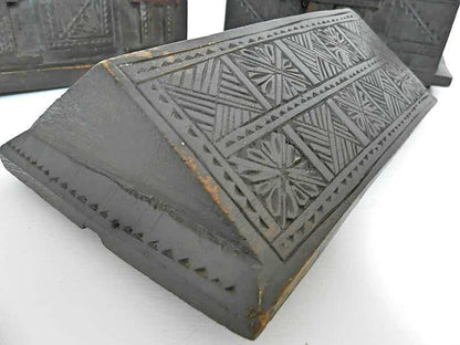 Antique French Carved Wooden Casket, RARE 1700's Marriage Box. Luxury Wedding Jewelry Box. Georgian Marriage Casket. Wood Carving. Folk Art.