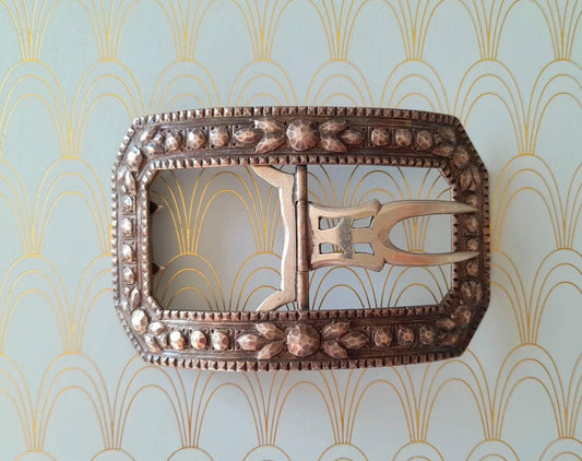 Grande boucle en argent sterling Art Nouveau antique française, boucle de ceinture vintage artisanale faite à la main, cadeau de luxe, boucle en argent victorienne