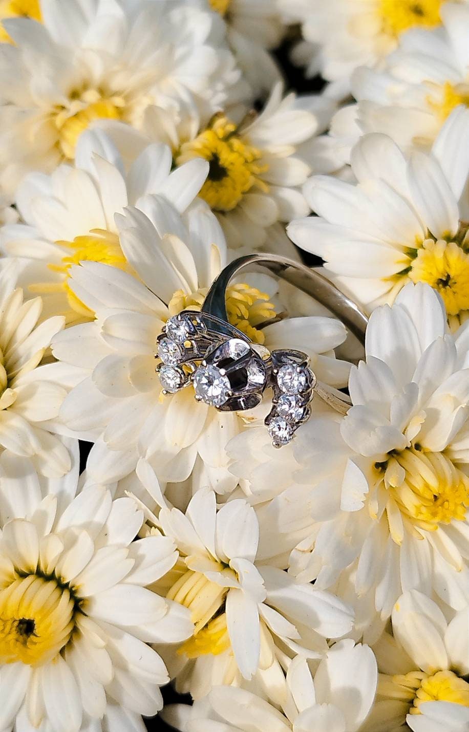Vintage French Art Deco Diamond Engagement Ring, Diamond Bow Statement Ring, Gold Art Deco Jewelry, Vintage Jewelry Box, Diamond Halo Ring..