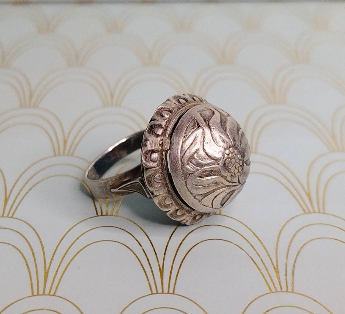 Antique French Bijoux Regional Silver Ring, Traditional Brittany Jewelry. Rare Hand Made Statement Ring, Love Token, Romantic Gift for Her..