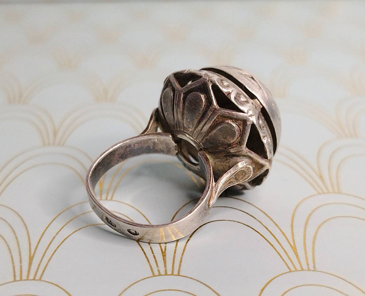 Antique French Bijoux Regional Silver Ring, Traditional Brittany Jewelry. Rare Hand Made Statement Ring, Love Token, Romantic Gift for Her..