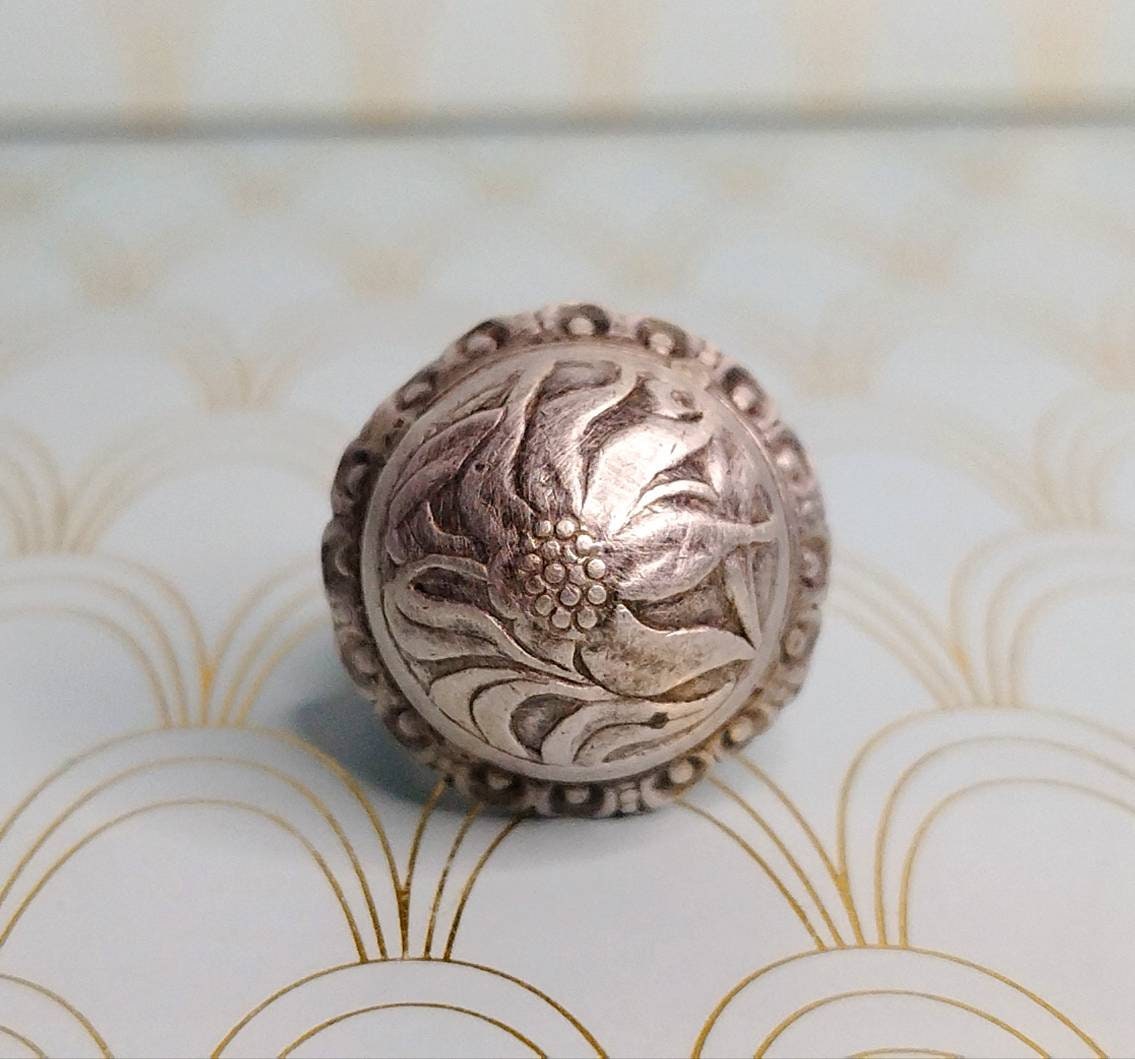 Antique French Bijoux Regional Silver Ring, Traditional Brittany Jewelry. Rare Hand Made Statement Ring, Love Token, Romantic Gift for Her..