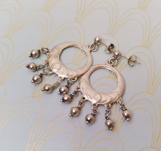 Luxury Vintage French Dangle Drop Earrings, Sterling Silver Gypsy Earrings, Dormeuse Earrings, Chandelier Earrings, French Jewelry Box...