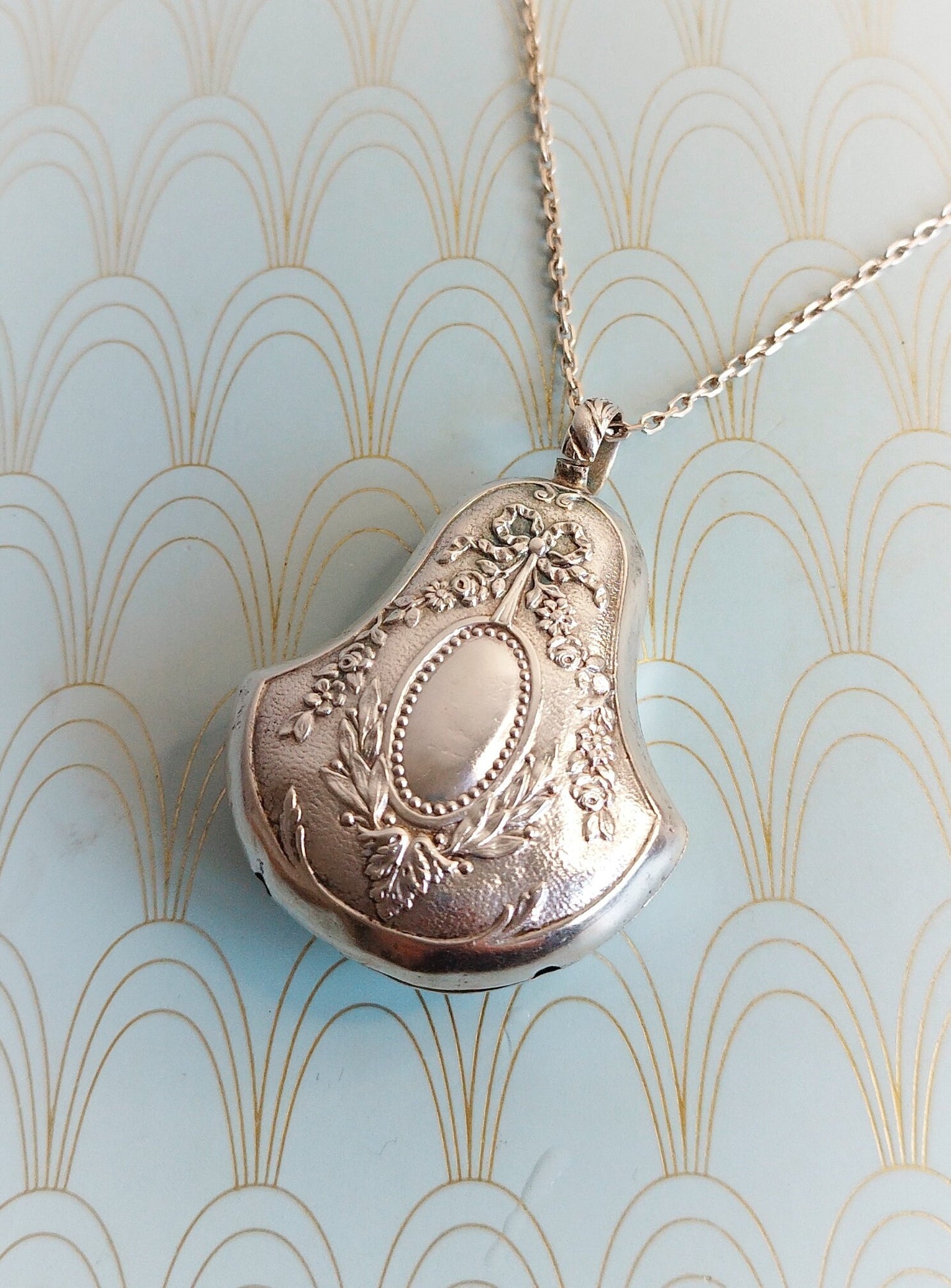 Antique French Silver Art Nouveau Bell Shaped Pendant, Art Nouveau Necklace, Vintage French Jewelry Box, Victorian Jewellery, Silver Bell...