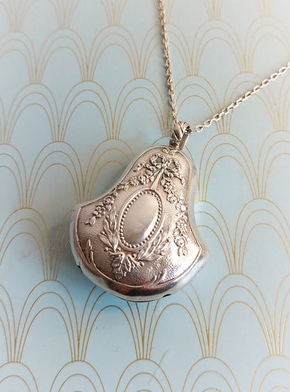 Antique French Silver Art Nouveau Bell Shaped Pendant, Art Nouveau Necklace, Vintage French Jewelry Box, Victorian Jewellery, Silver Bell...