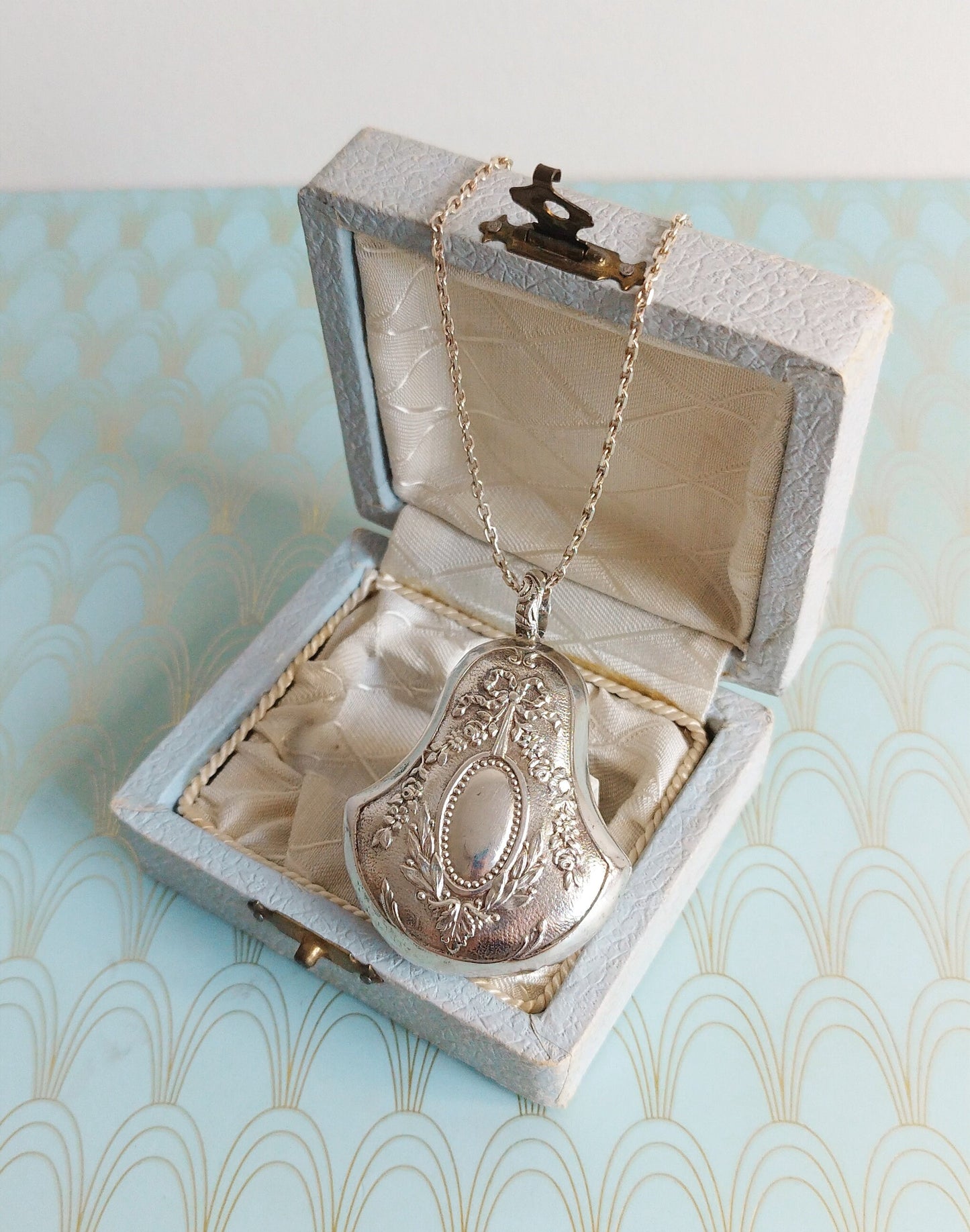 Antique French Silver Art Nouveau Bell Shaped Pendant, Art Nouveau Necklace, Vintage French Jewelry Box, Victorian Jewellery, Silver Bell...
