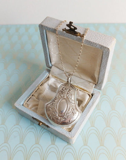 Antique French Silver Art Nouveau Bell Shaped Pendant, Art Nouveau Necklace, Vintage French Jewelry Box, Victorian Jewellery, Silver Bell...