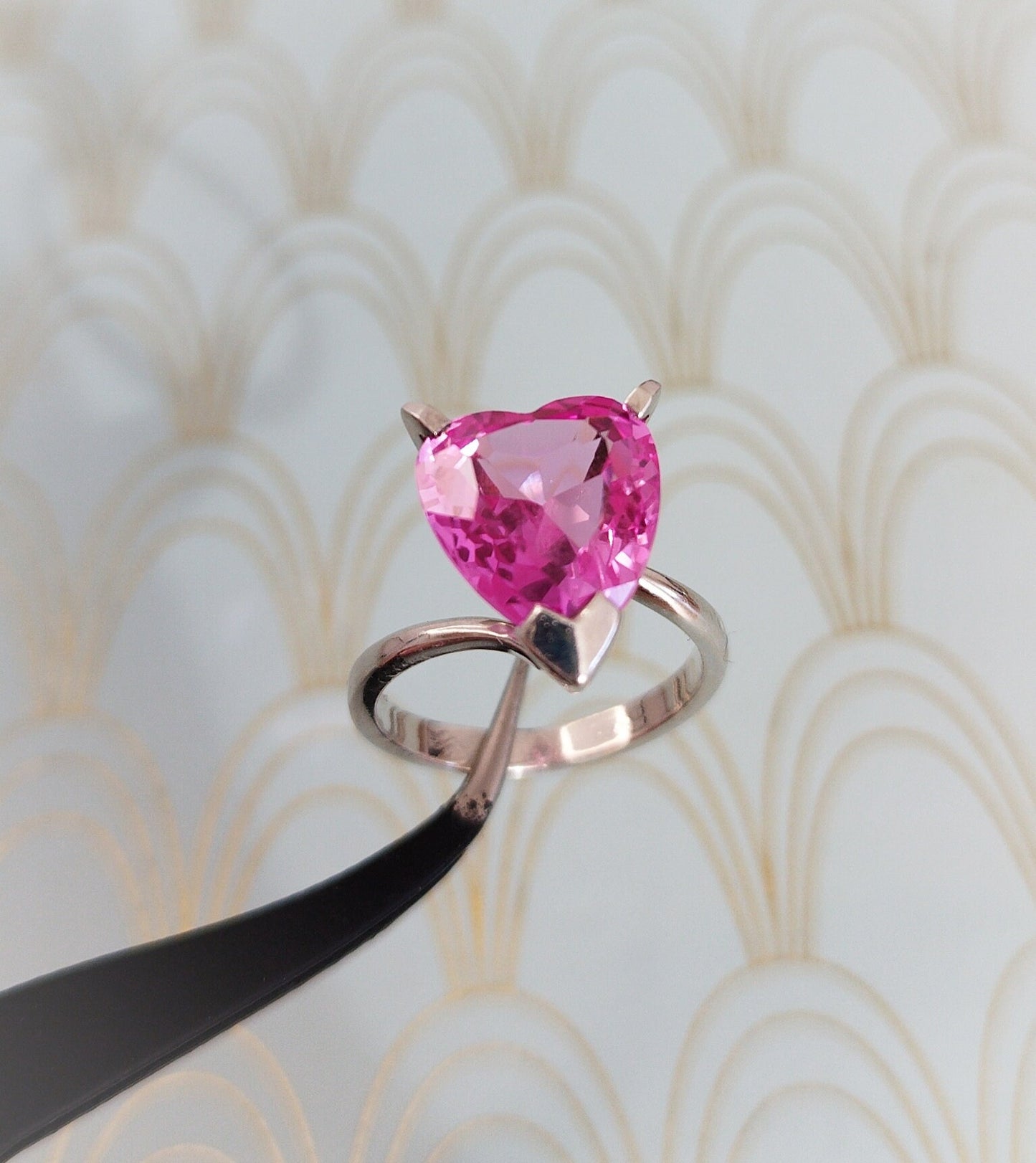 Luxury Vintage French Heart Shaped Solitaire Ring, Diamond Engagement Ring, Ruby Cocktail ring, Vintage Sapphire Ring, French Jewelry Box