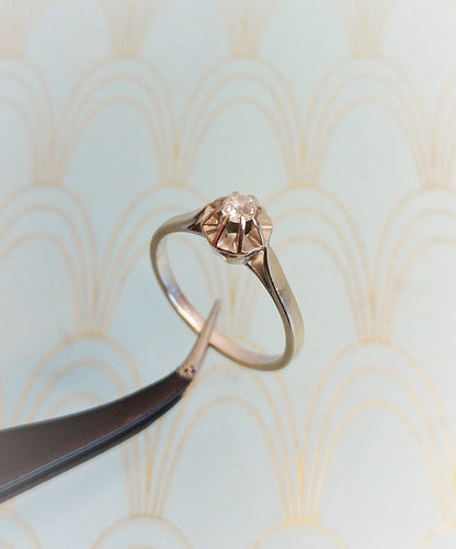 Vintage French 18ct Gold Art Deco Solitaire Ring, 18ct Gold Jewelry, Luxury Engagement Ring, Diamond Ring, Antique French Diamond Solitaire