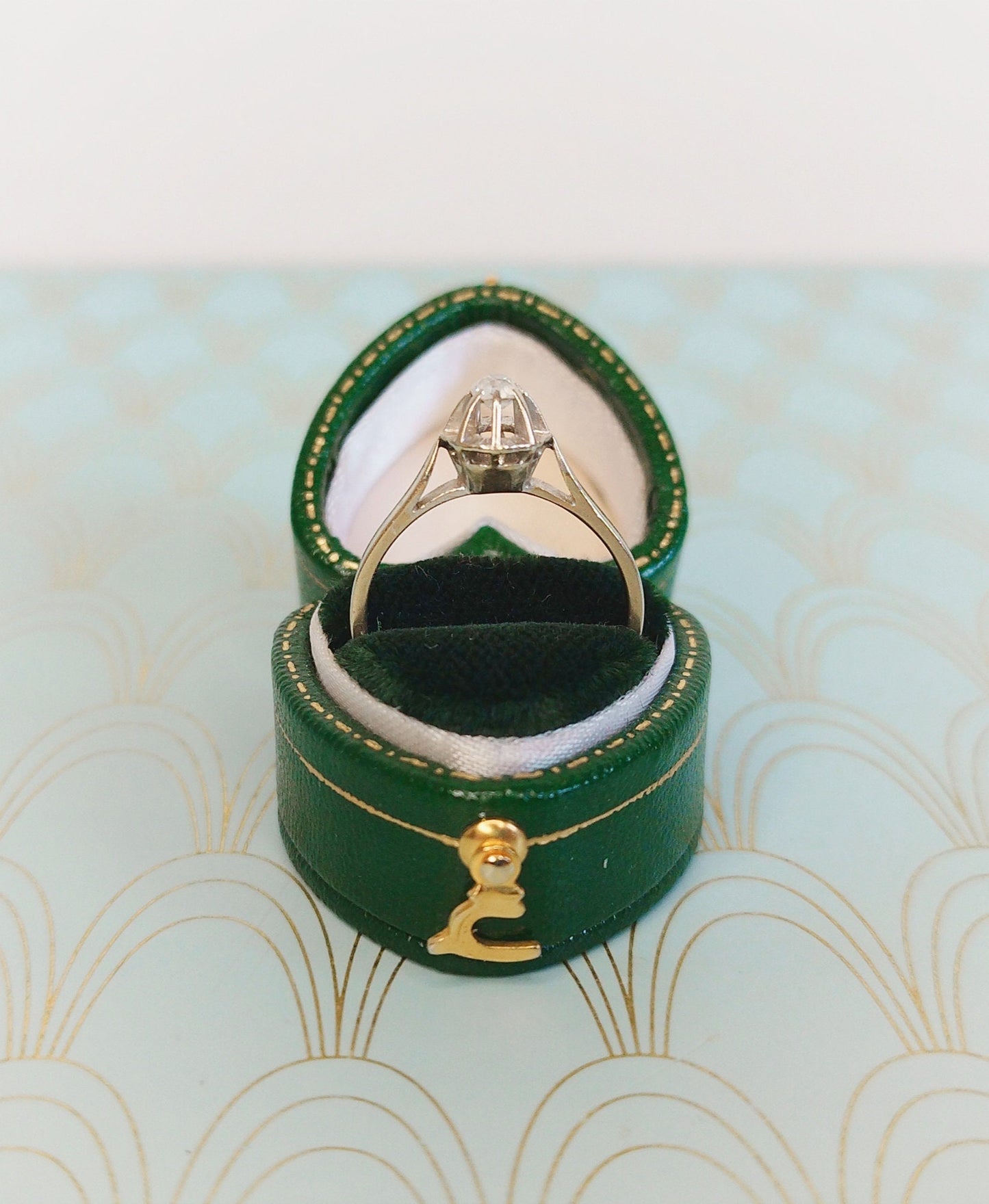 Vintage French 18ct Gold Art Deco Solitaire Ring, 18ct Gold Jewelry, Luxury Engagement Ring, Diamond Ring, Antique French Diamond Solitaire
