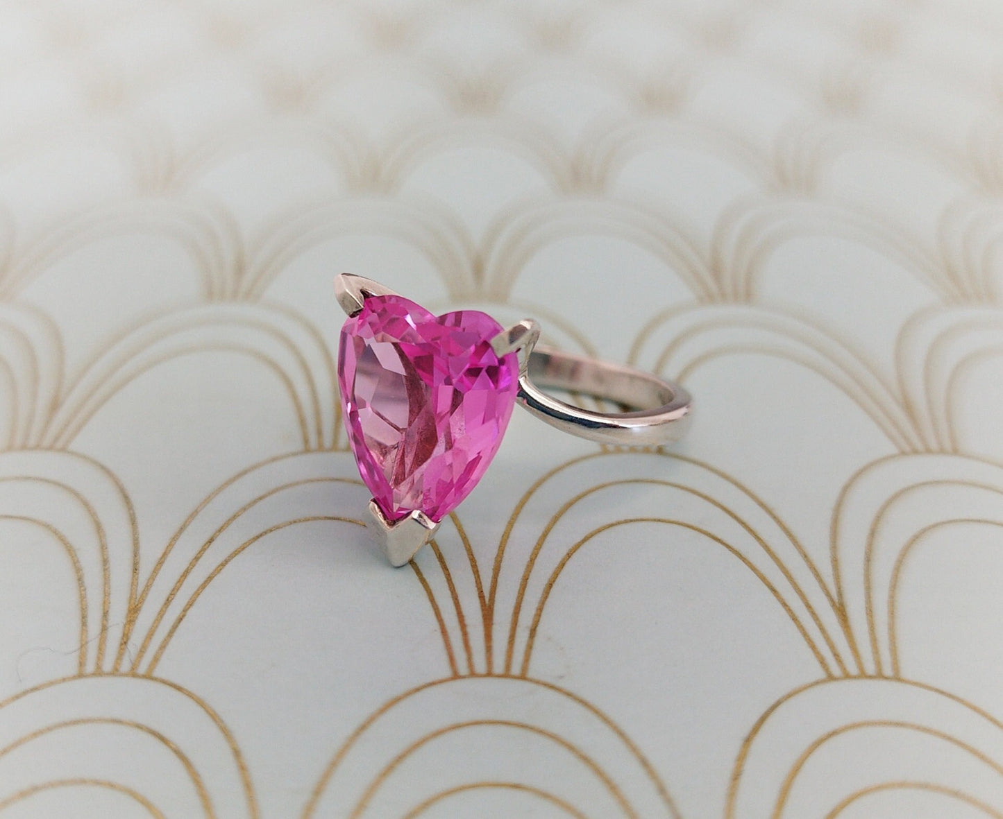Luxury Vintage French Heart Shaped Solitaire Ring, Diamond Engagement Ring, Ruby Cocktail ring, Vintage Sapphire Ring, French Jewelry Box
