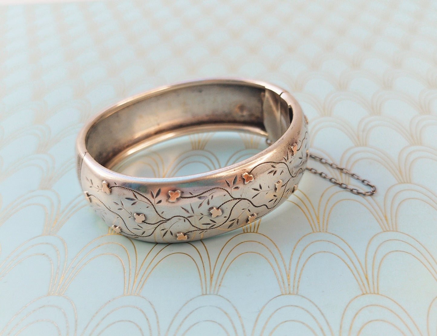 Vintage French Art Nouveau Bangle, Victorian Silver Bracelet, Luxury Antique French Jewelry, Art Nouveau Jewelry, Lucky Charm, Jewelry Box..