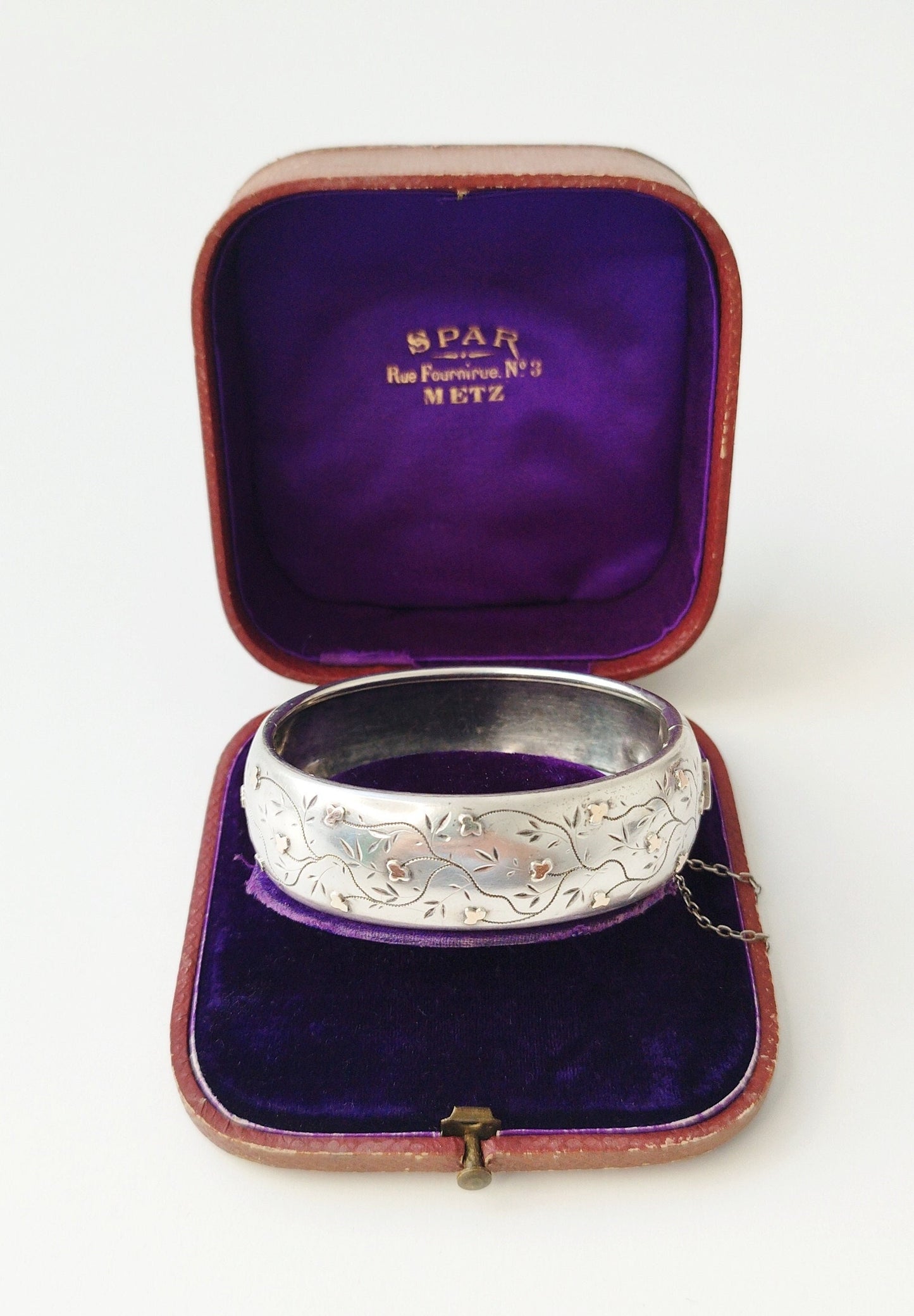 Vintage French Art Nouveau Bangle, Victorian Silver Bracelet, Luxury Antique French Jewelry, Art Nouveau Jewelry, Lucky Charm, Jewelry Box..