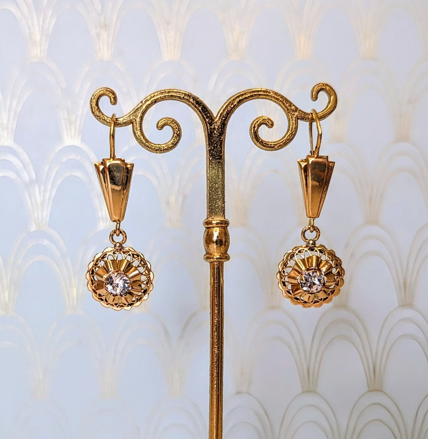 Luxury Iberian 22k Gold Dangle Drop Earrings, Portuguese Gold, Rare Portuguese Jewelry, Luxurious Gold Wedding Earrings, Vintage Jewelry Box